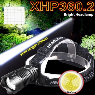 ไฟฉายสวมศีรษะ LED XHP360 พลังงานสูง สว่างพิเศษ ใช้งานกลางแจ้ง