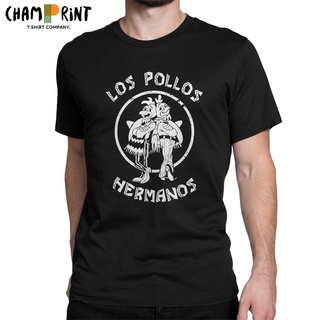 เสื้อยืด คอกลม แขนสั้น ผ้าฝ้ายแท้ พิมพ์ลาย Los Pollos Hermanos Hipster Heisenberg สําหรับผู้ชายS-5XL