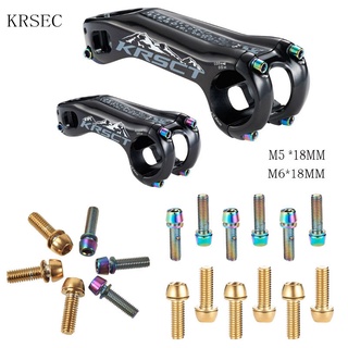 Krsct สกรูสเต็มจักรยาน หลากสี สีทอง พร้อมสกรูล้าง M5X18 มม. M6X18 มม. สําหรับแฮนด์บาร์รถจักรยาน MTB 6 ชิ้น