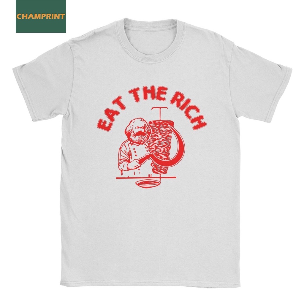 Vintage Eat The Rich Doner Kebab เสื้อยืดผู้ชายรอบคอผ้าฝ้ายเสื้อยืดแขนสั้น Tees พิมพ์ท็อปส์