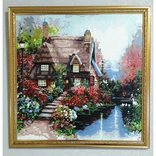 ภาพระบายสีตามตัวเลข DIY Painting by number 60x60 cm.