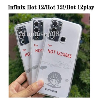 เคสโทรศัพท์มือถือแบบใส กันกระแทกสี่มุม พร้อมปลั๊กกันฝุ่น สําหรับ Infinix Hot 12 Hot 12i Hot 12play