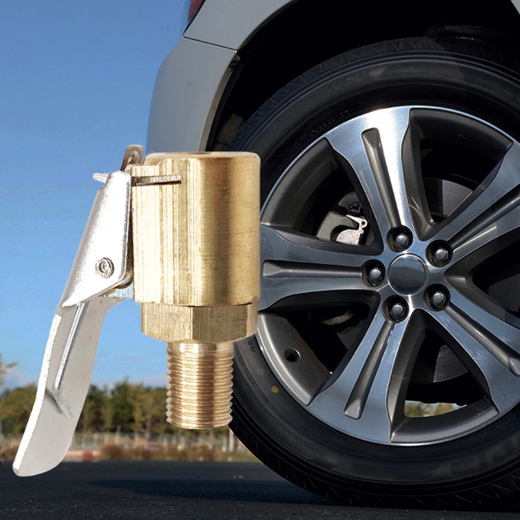 [ff86]Car Auto Brass 8mm Tyre Air Chuck Wheel Inflator Valve Tire Pump Clip Clamp Connector Adapter