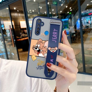 (ขาตั้งสายรัดข้อมือ) เคสใส ขอบนิ่ม กันกระแทก ลายการ์ตูน Naughty Cheese Jerry สําหรับ Realme 5 5s 5i 6i 5 Pro 6 Pro 3 Pro