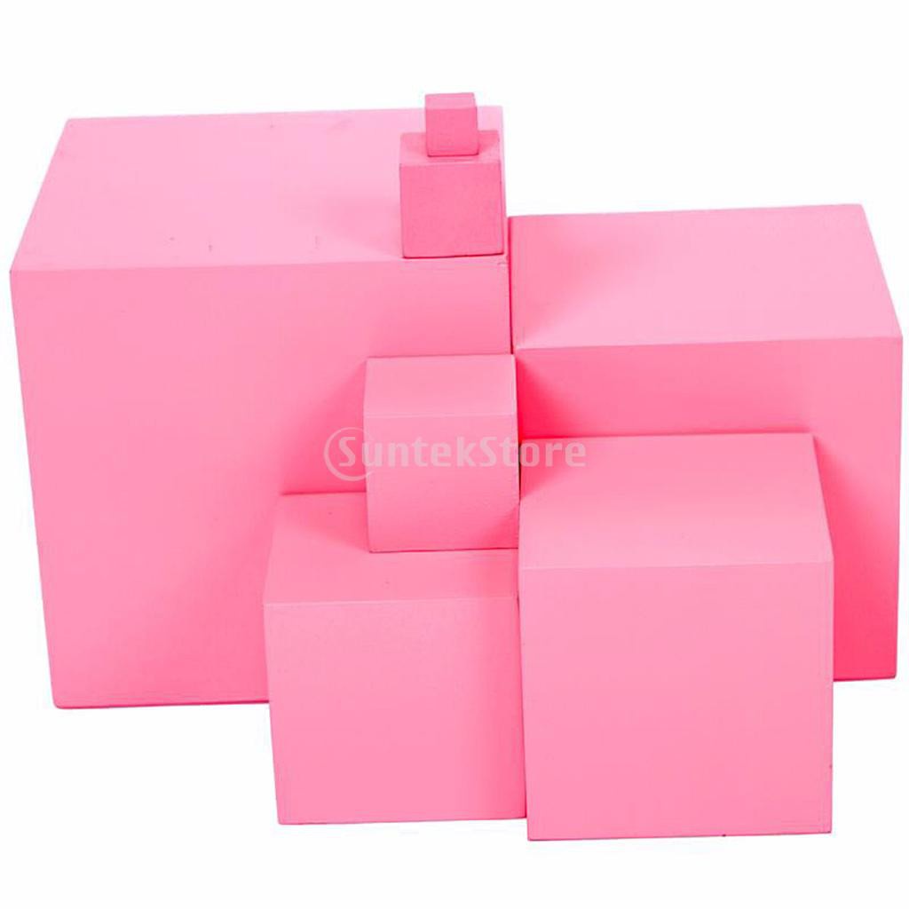 Pink Tower Wooden Cube Stacking Blocks Early Childhood Kids Educational ...