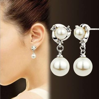 ต่างหู ตุ้มหู Crystal Earrings High Quality Wild Rhinestones Imitation Pearl Earrings For Women Stud Earrings - 1 คู่