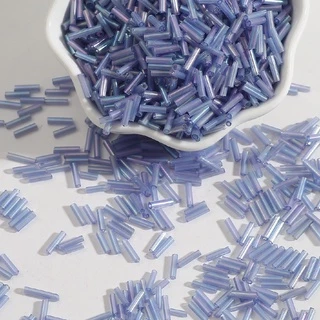 [300 ชิ้น] ลูกปัดแก้ว ทรงกระบอก ชุบสี หลอดยาว สําหรับทําเครื่องประดับ DIY