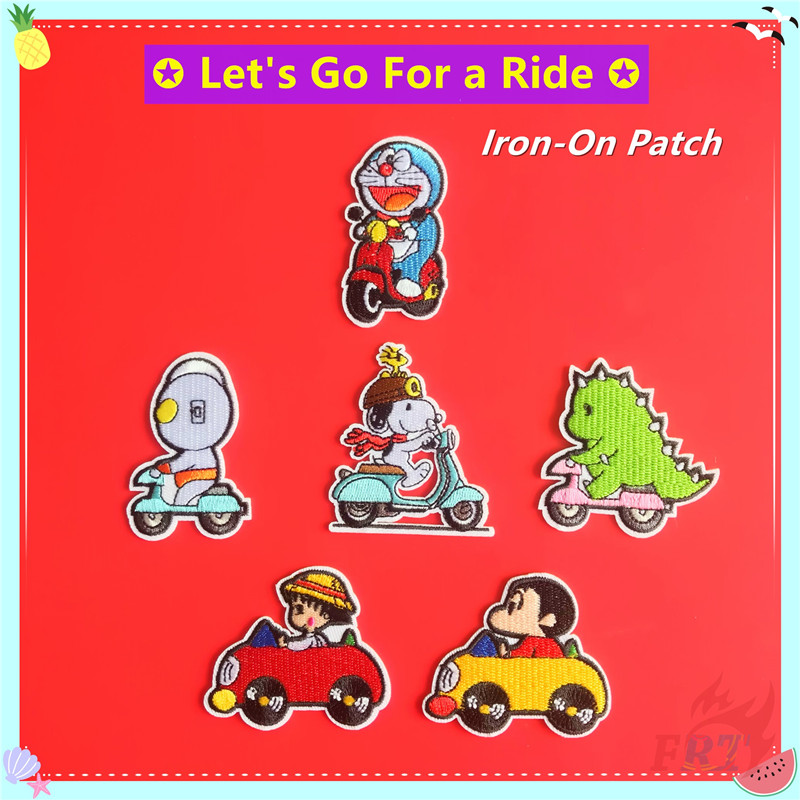 ♚ แผ่นแพทช์เหล็ก ลายการ์ตูน Let's Go สําหรับขี่รถจักรยานยนต์ ♚ แผ่นแพทช์ ลายการ์ตูนโดราเอมอน ไดโนเสาร์ ชินจัง อุลตร้าแมน จิบิ มารูโกะจัง DIY สําหรับเย็บติดเสื้อ 1 ชิ้น