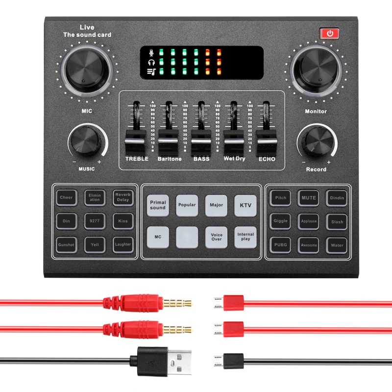 [BANGKOK] V9 Audio USB Headset Microphone Webcast Live Sound Card 12 Electric Sounds Broadcast for P