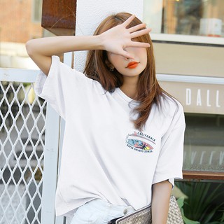 แฟชั่นเกาหลีคอกลมรูปแบบเสื้อยืดสําหรับผู้หญิง Unisex ท็อปส์ซู Tees #S-TS006 Q2,