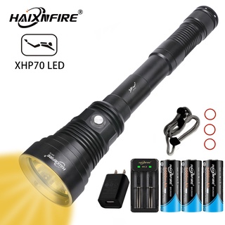 Haixnfire DV72 ไฟฉาย LED XHP70 กันน้ํา สีเหลือง สําหรับดําน้ํา