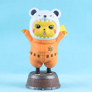 One Piece Angry Pikachu Bebo หมีปลอมตัวน่ารักทำมืออะนิเมะรูปปั้นรุ่น Ornament