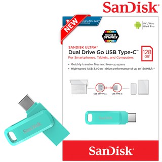 SanDisk Dual Drive Go 128GB USB 3.1 เขียว Gen1 Flash DriveType-C Speed150mbs (SDDDC3-128G-G46G) แฟลชไดรฟ์ รับประกัน 5ปี