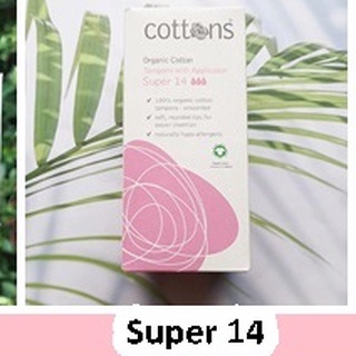 ผ้าอนามัยแบบสอด ผลิตจากฝ้ายธรรมชาติ 100% Natural Cotton Tampons Super Unscented 14 Tampons (Cottons®)