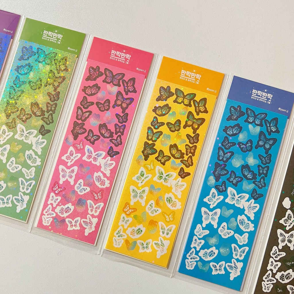 GaLiCiCi Stickers สติ๊กเกอร์ลายผีเสื้อระยิบระยับสไตล์เกาหลี/ตกแต่งภาพโทรศัพท์มือถือสติกเกอร์ไอแพด