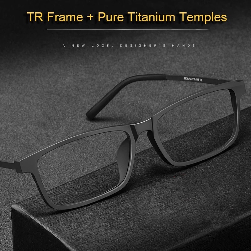 Pure Titanium กรอบแว่นตาผู้ชาย TR90 กรอบธุรกิจแว่นตา Ultralight หญิงกรอบแว่นตาสี่เหลี่ยม 8836