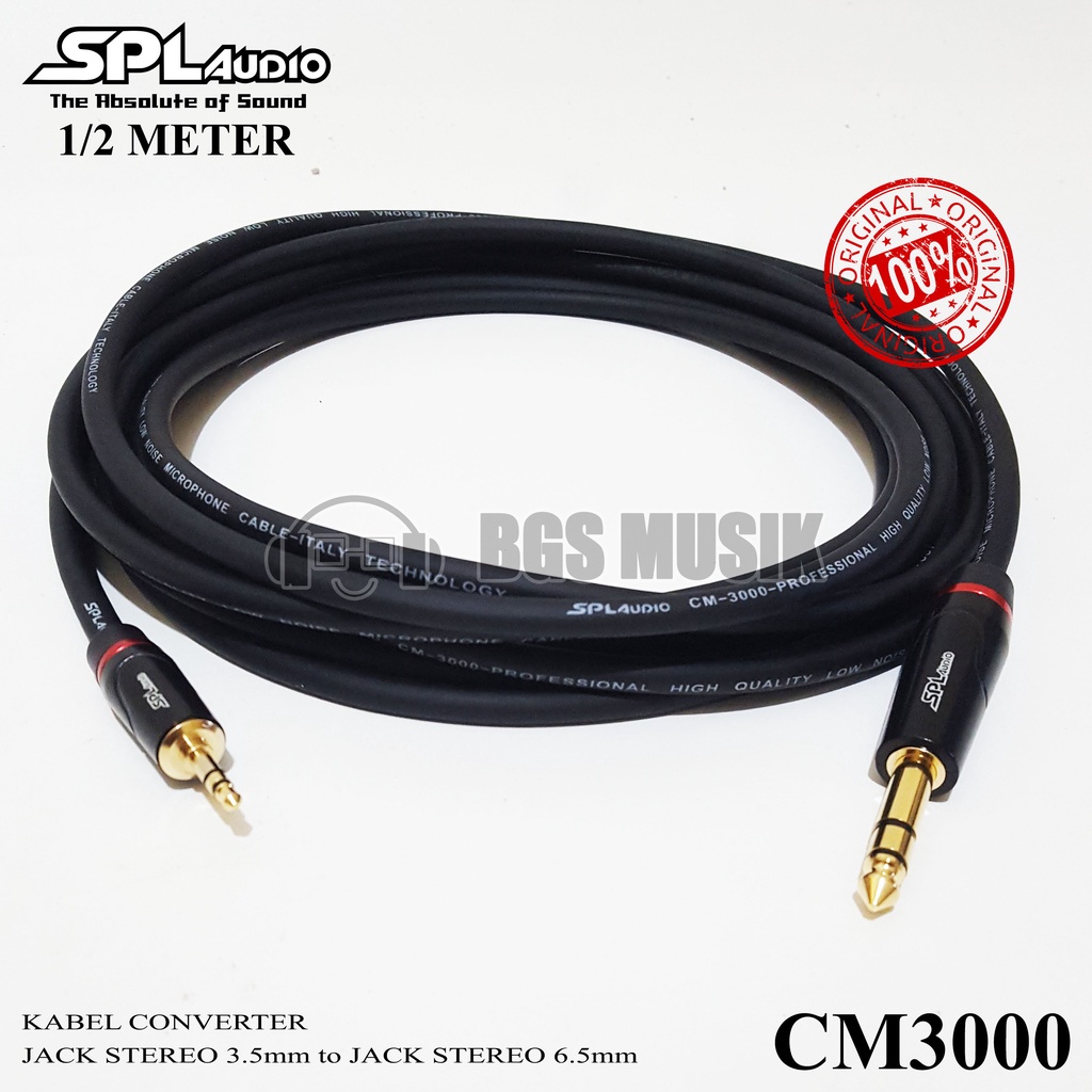 Original Aux In Cable 0.5m - 3.5mm Stereo Jack Cable to 6.5mm Stereo Jack Original SPL - 3.5mm to 6.