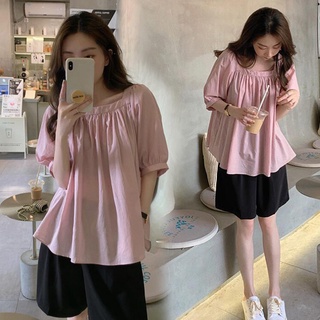 Suxi เสื้อเชิ้ตแขนสั้นลําลอง คอสี่เหลี่ยม ทรงหลวม เข้ากับทุกการแต่งกาย แบบเรียบง่าย แฟชั่นฤดูร้อน สําหรับผู้หญิง