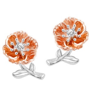 PRIMA ต่างหูเพชรรูปดอกป๊อปปี้ (Poppy) Petite Fleur Collection สี Rose Gold รหัสสินค้า 991E1390-01