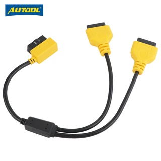 AUTOOL อะแดปเตอร์แปลง OBD2 16 Pin แยกสายต่อ 1 ไปยัง 2 ขั้ว ELM327 สำหรับสแกนเนอร์ตรวจสอบรถยนต์ 50 ซม.