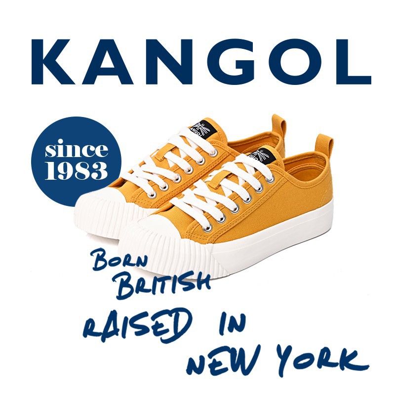 KANGOL Sneaker unisex รองเท้าผ้าใบ รุ่น Cookie ผูกเชือก สีขาว,ดำ,ครีม,เหลือง 69522001