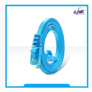 LINK (สายแลน) รุ่น (US-5142-8) CAT6 UTP Cable 2m./ Light Blue (สายแบน) บรรจุ 1 สาย/ถุง - รับประกัน30 ปี