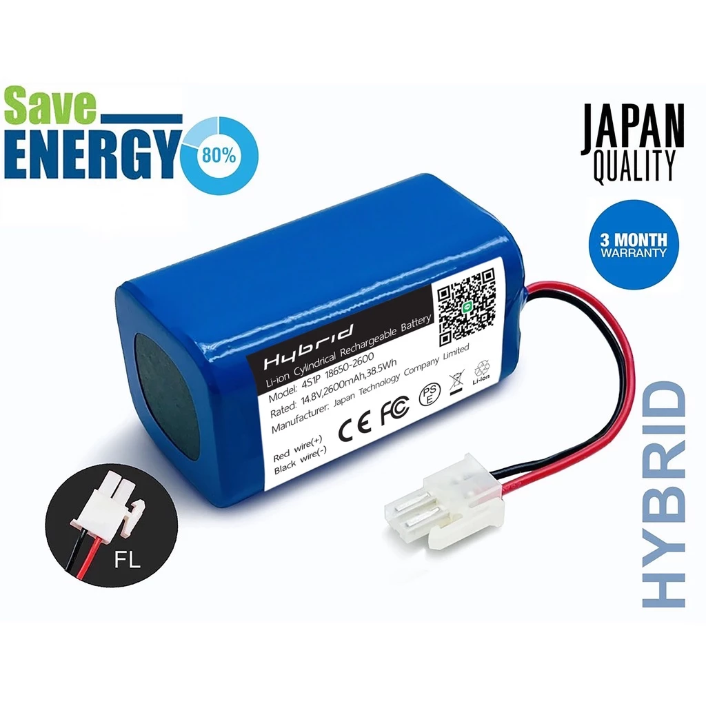 Battery HYBRID แบตเตอรี่หุ่นยนต์ดูดฝุ่น For MisterRobot เครื่องดูดฝุ่นอัตโนมัติ Battery Li-ion 2600mAh 14.4-14.8V Japan