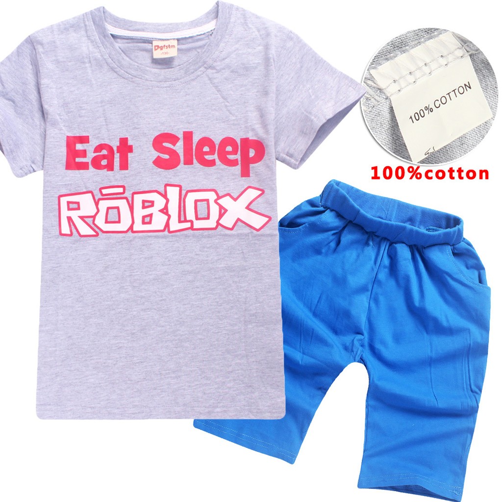 Hot Deal Summer Boy Cotton T Shirt Eat Sleep Roblox Print - roblox t shirt thai