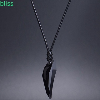 BLISS 1PCS Adjustable Length Women Fine Polished Black Sapphire Austrian Crystal 18K Plated Wolf Tooth Pendant Necklace Men Fashion Jewelry Excellent Poliched High Quality Shiny Not Easy Tarnish or Discolor Couple Accessories/Multicolor