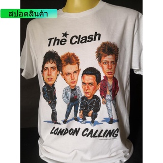 เสื้อวงนำเข้า The Clash London Calling Cartoons London Ska Punk Rock Hardcore Retro Style Vintage T-Shirt