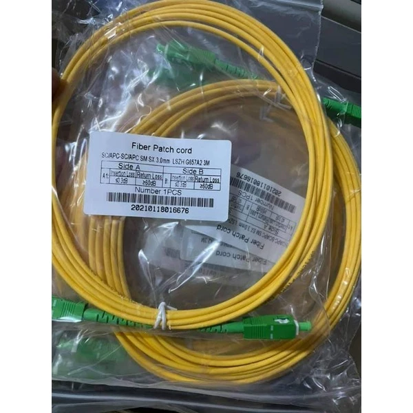 Fiber Patch Cord ยาว 3 เมตร เหลืองหัวเขียว-เขียว