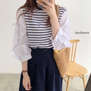 Vanillamint เสื้อลายทางแต่งแขน CARDIGAN_NISTA​