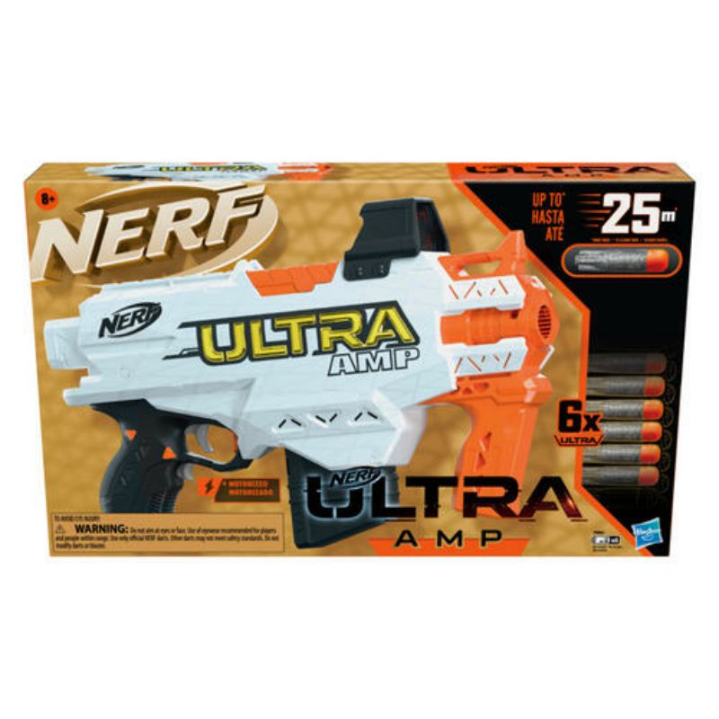 Nerf Ultra Amp Motorized Blaster, 6-Dart Clip, 6 Darts, Compatible Only with Nerf Ultra Darts
