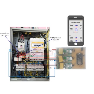 บอร์ดวัดพลังงานไฟฟ้า 3 เฟส (มอนิเตอร์ผ่านแอฟ แจ้งเตือนไลน์)
