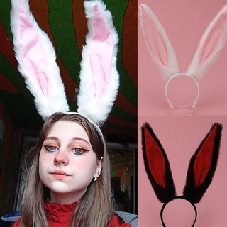 Bunny Girl Anime Kawaii Long Plush Rabbit Ear Headband Cosplay Soft Girl Cute Furry Animal Ear Hair Hoop Lolita Props Headwear