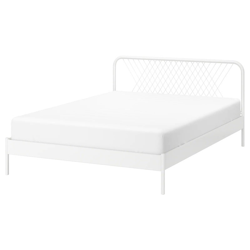 Ikea Nesttun Bed Frame Katil Besi, Ikea White King Bed