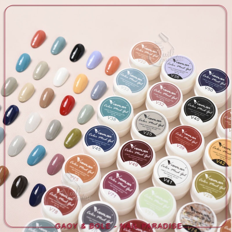 สีเพ้นท์เนื้อ พร้อมส่งทุกวัน Mud Gel Venalisa(รหัส V21-V40) UV&LED New Formula 5ml สีแน่นมาก สีสวยมาก