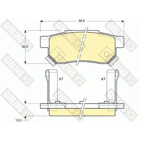 Girling ผ้าเบรคหลังฮอนด้า HONDA CIVIC 94,CITY, CITY '08, JAZZ '08 (มเีหล็กเตอื น)6104999-1/T อะไหล่H