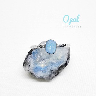 แหวนเงินแท้พลอยโอปอล Natural Opal Silver Ring