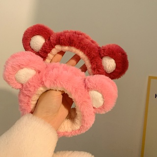 2022 สตรอเบอร์รี่สีชมพูหมีตุ๊กตาล้างหน้าที่คาดผมที่คาดผมหญิง…