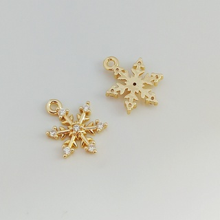 จี้สร้อยคอ สร้อยข้อมือ ประดับเพทาย เกล็ดหิมะ สีทอง 14K แฮนด์เมด DIY