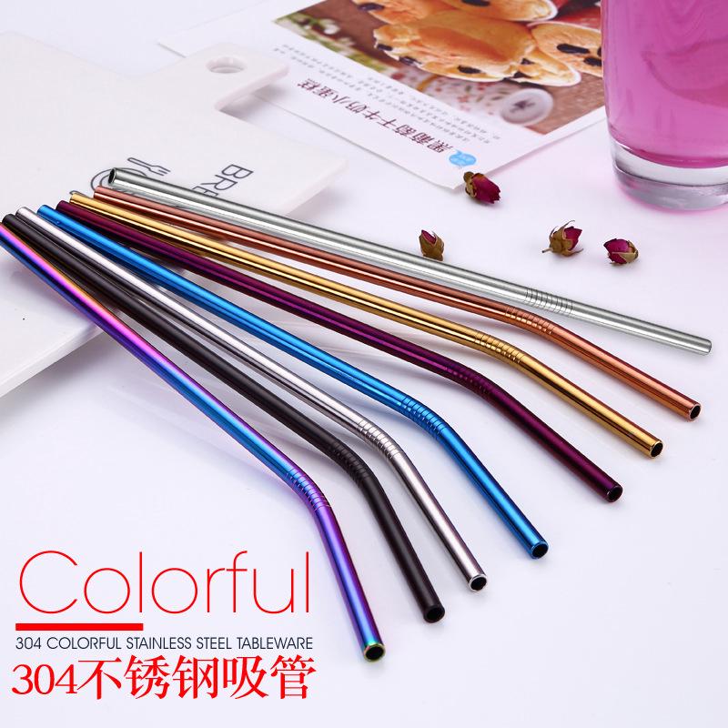 6*215MM Stainless Steel Straw Straws Straight Bent Reusable