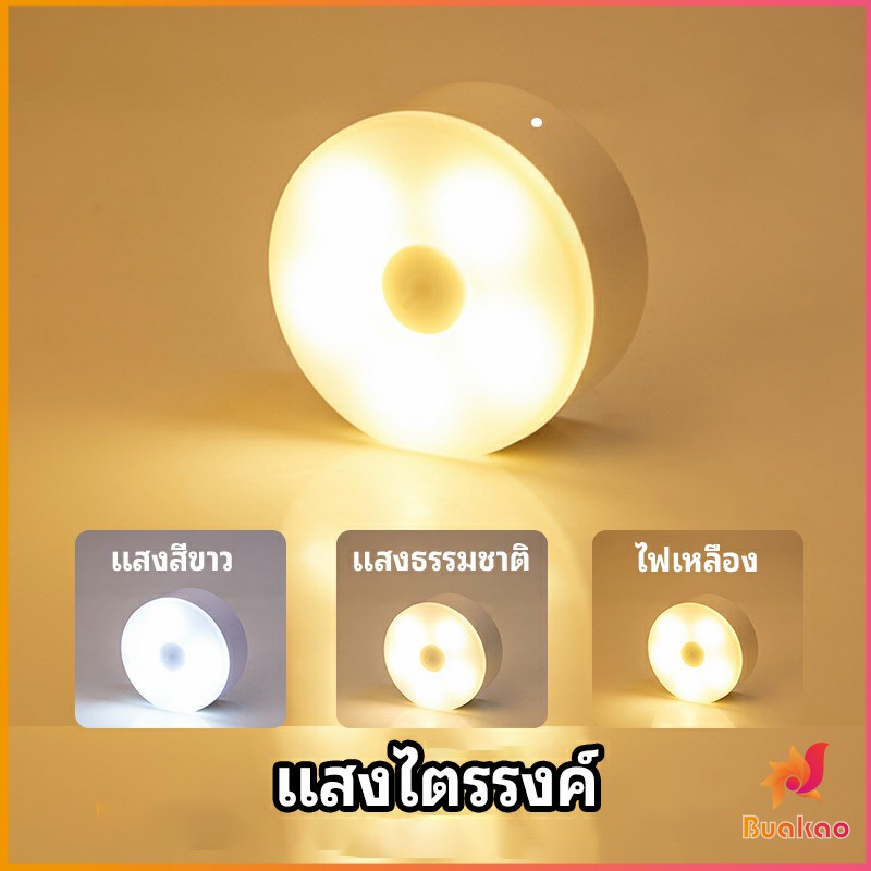 BUAKAO โคมไฟหัวเตียง 0.6w LED โคมไฟ ยึดผนังด้วยแม่เหล็ก ชาร์จ LED Button night light