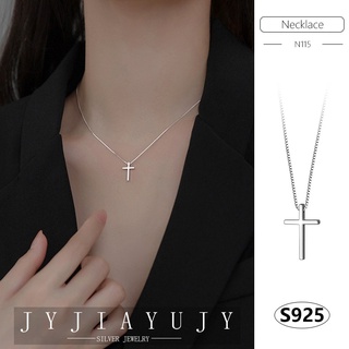 Jyjiayujy สร้อยคอเงินแท้ 100% จี้ไม้กางเขน 925 สองสี เครื่องประดับแฟชั่น สไตล์เกาหลี หรูหรา เหมาะกับของขวัญ สําหรับผู้หญิง N115