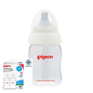 Pigeon คอกว้างแพ็คคู่   พร้อมจุกเสมือนการให้นมมารดา 160ml/4OZ  PP SofTouch