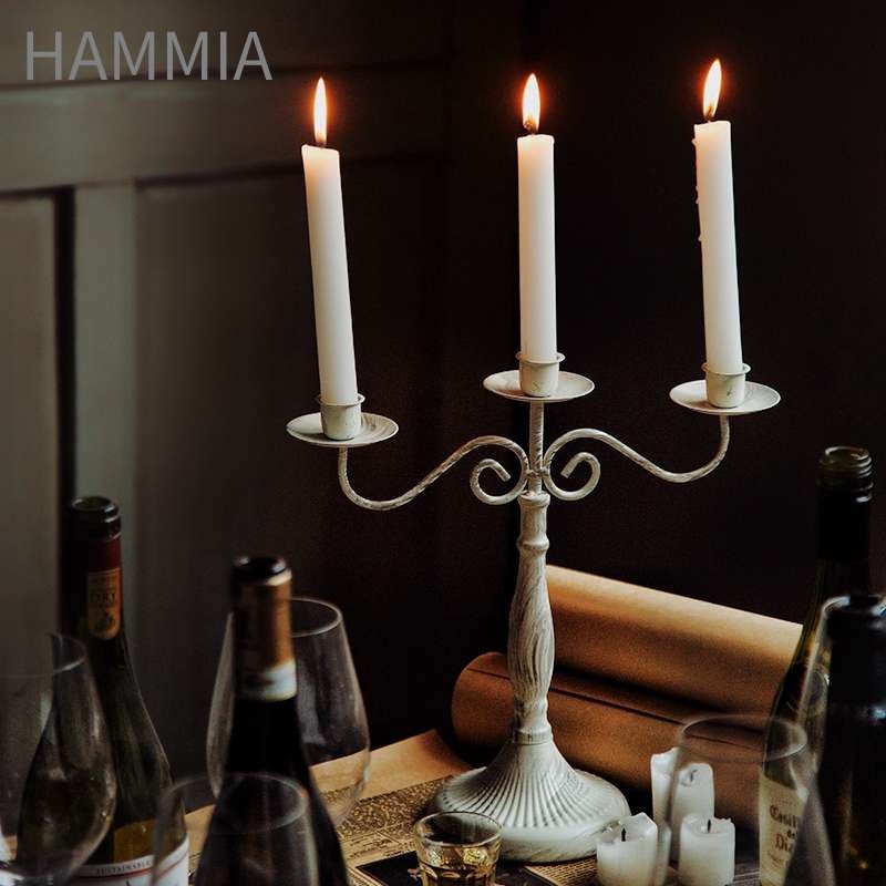 Hammia สไตล์ยุโรปทอง 3 หัวเชิงเทียนสําหรับงานแต่งงานงานเลี้ยงอาหารค่ํา