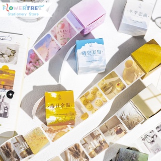 Flowertree 100 ชิ้น INS สติกเกอร์ภูมิทัศน์ เทปวาชิ วารสาร ไดอารี่ ตกแต่งสมุดภาพ