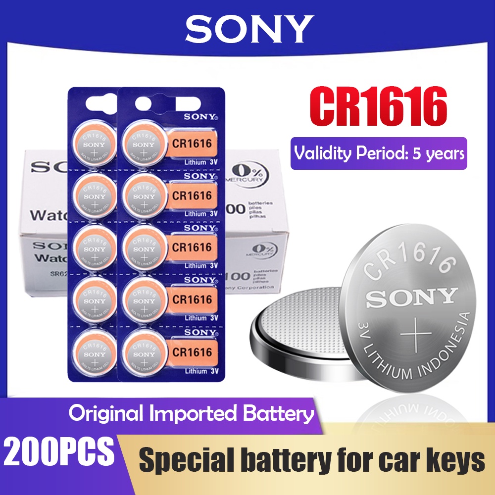 200pcs/lot Sony CR1616 CR 1616 Button Cell Battery For Car Remote Key Watch Electronic Scale Toy Ped