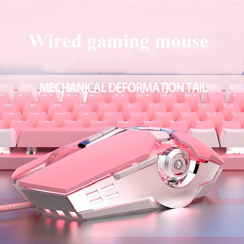 Pink mouse, backlit video game, girl cable, mute macro machine, office ...