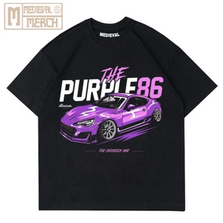 ผ้าฝ้ายแท้เสื้อยืด ลาย Nascar THE PURPLE 86 - THE CHOOSEN ONE Car RACING - OVERSIZE VINTAGE สีดํา สําหรับผู้ชาย และผู้หญ